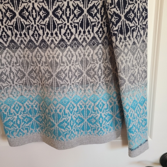Talbots Blue Nordic Fair Isle Nylon Lambs Wool Knit Sweater Size Small - Picture 8 of 10